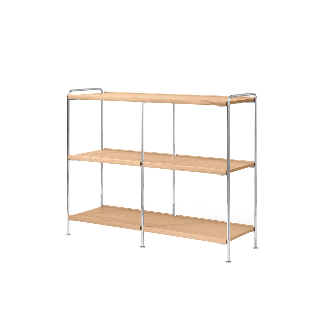 Alima Storage Shelving: NDS5 + Chrome + Lacquered Oak