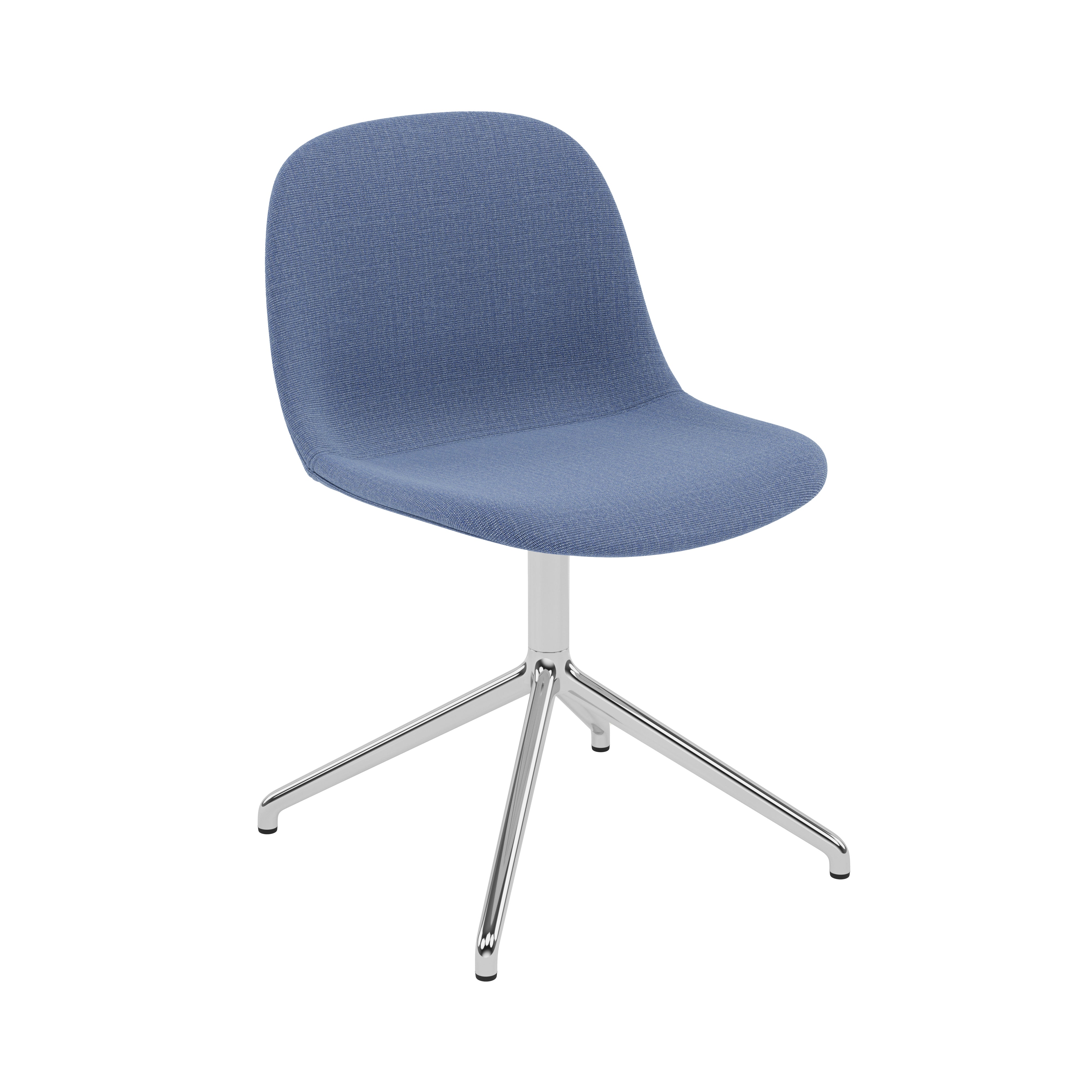 Fiber Side Chair: Swivel Base with Return + Recycled Shell + Upholstered + Polished Aluminum