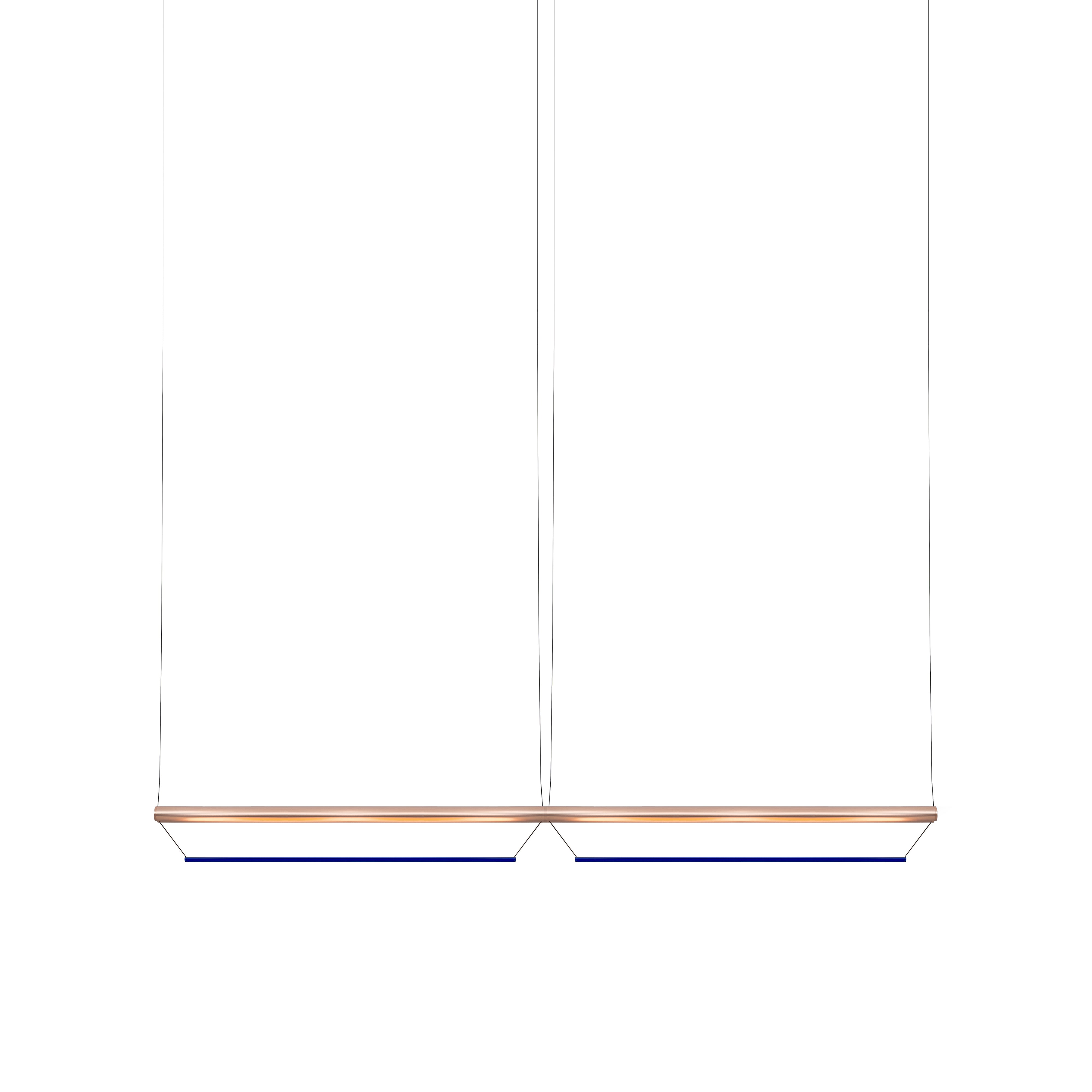 Tier 100 Horizontal Pendant Light: 2H + Anodized Copper + Sapphire