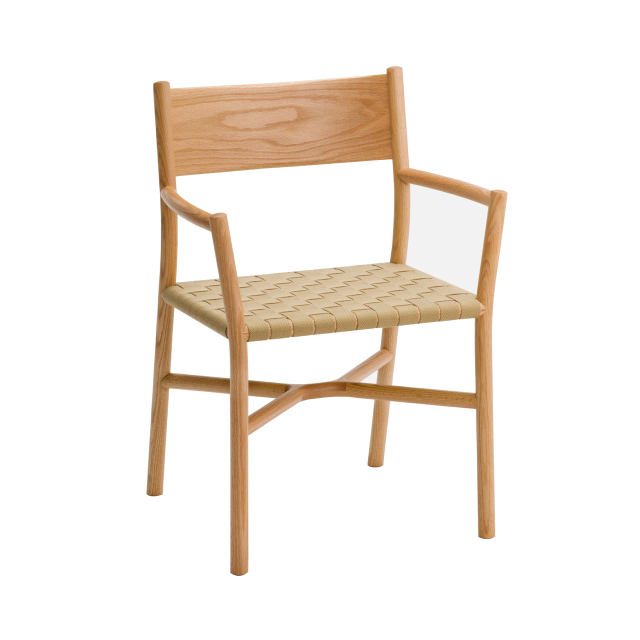 Ariake Armchair: Textile Strap + Natural Oak + Beige