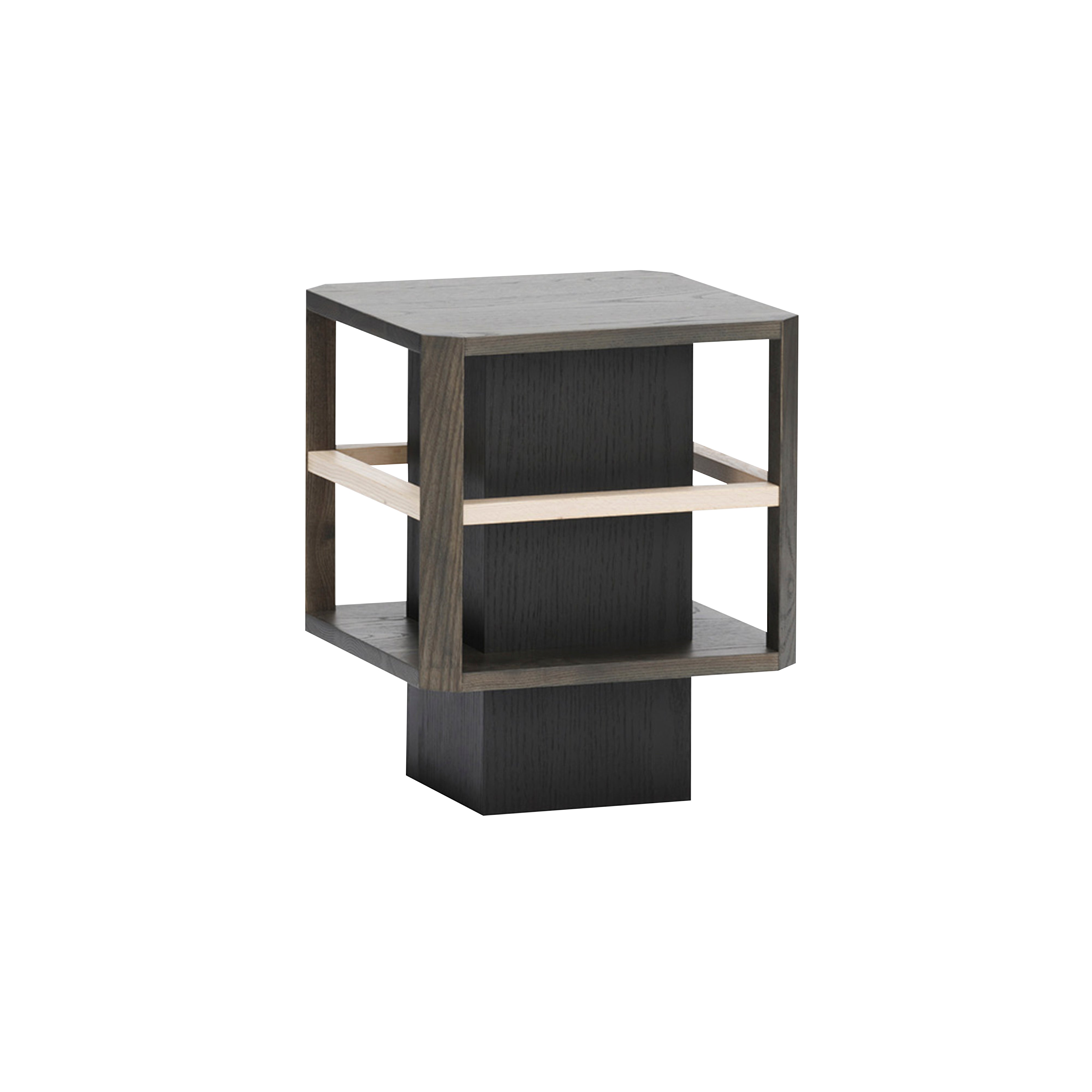 Lantern Side Table: Low + Smoke Oak + Sumi Ash + White Oak
