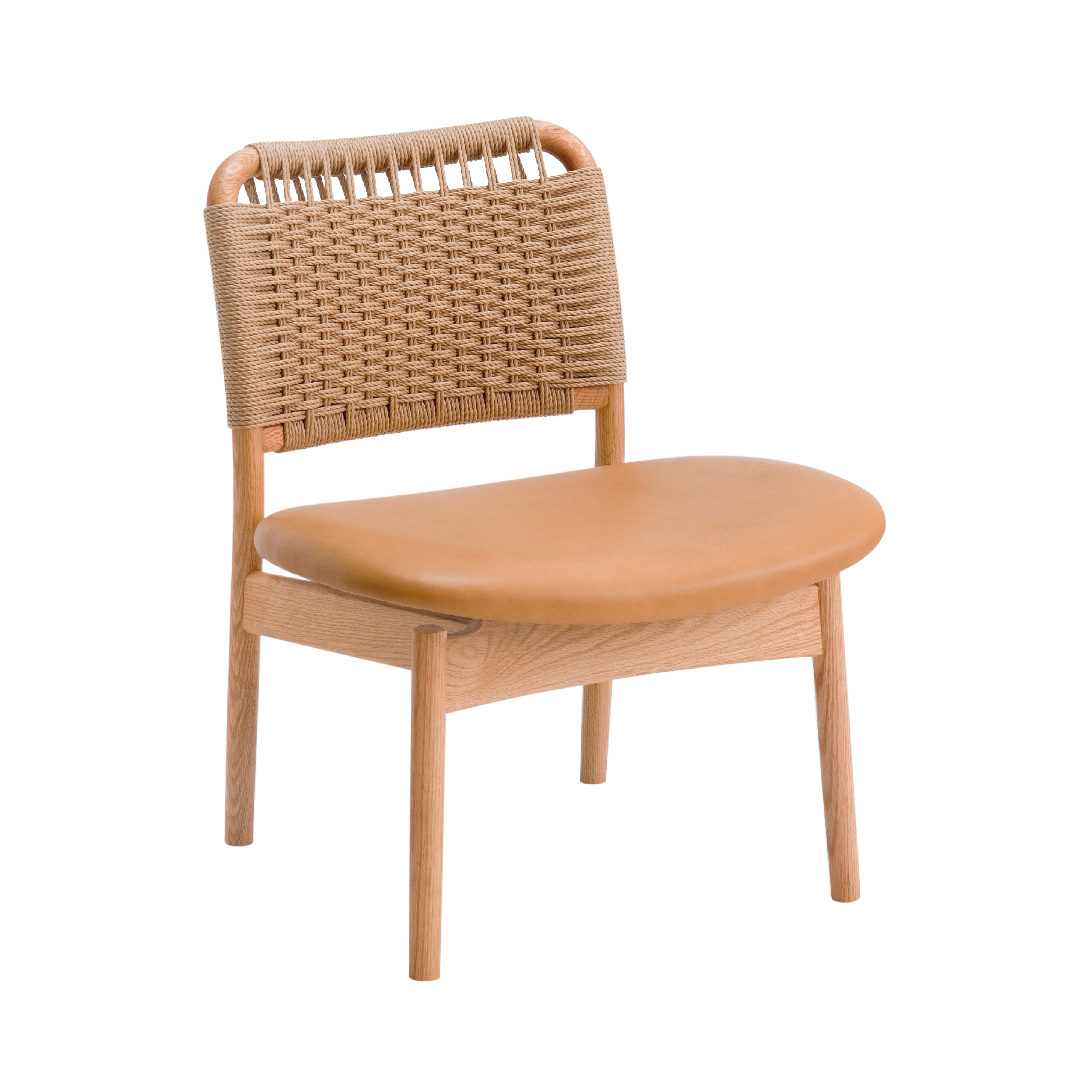 Saga Low Chair: Natural Papercord Backrest + Set of 2 + Natural Oak