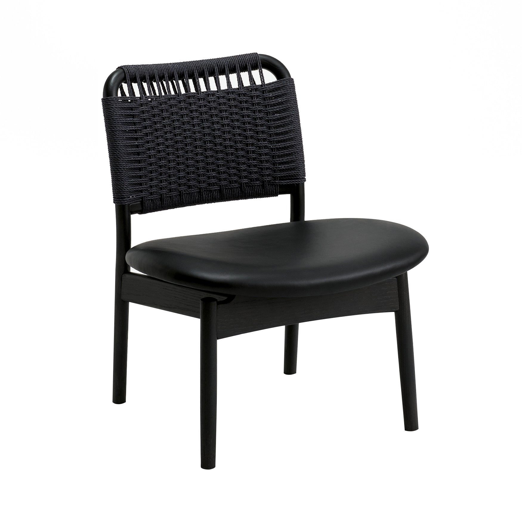 Saga Low Chair: Black Papercord Backrest + Set of 2 + Sumi Ash