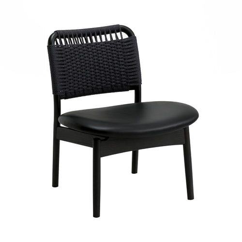 Saga Low Chair: Black Papercord Backrest + Set of 2 + Sumi Ash