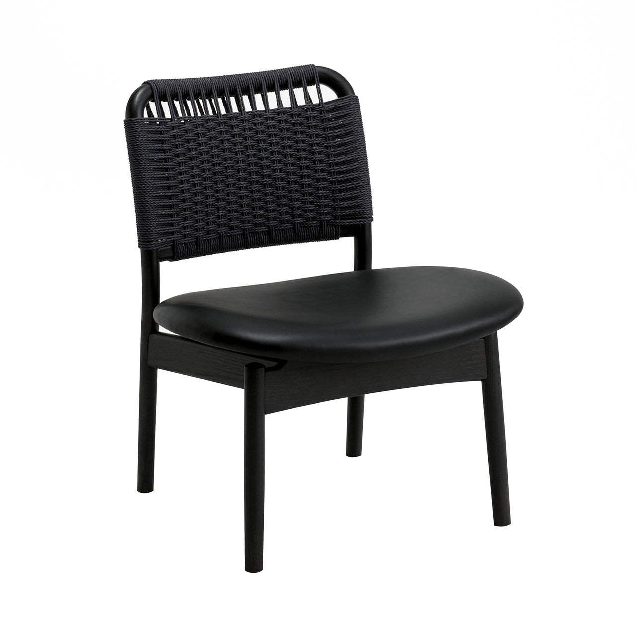 Saga Low Chair: Black Papercord Backrest + Set of 2 + Sumi Ash