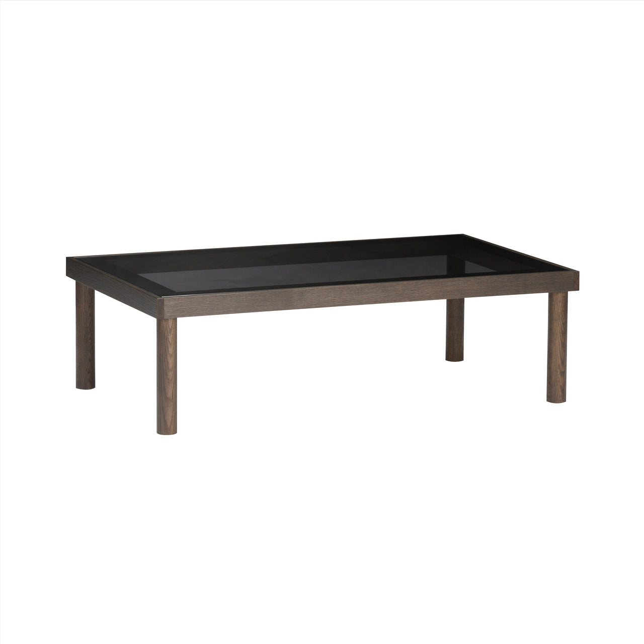 Taruki Coffee Table: Rectangle + Smoked Glass + Smoked Oak