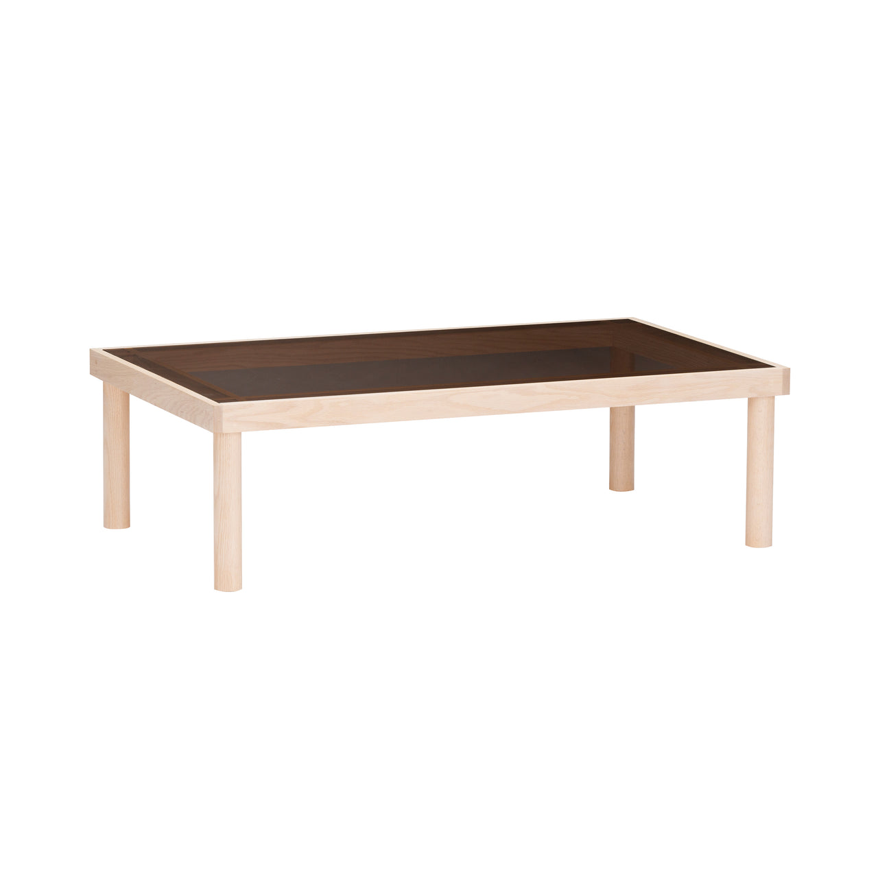 Taruki Coffee Table: Rectangle + Bronze Glass + White Oak