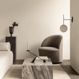 Tearoom Lounge Chair with Loose Cover: Swivel with Return