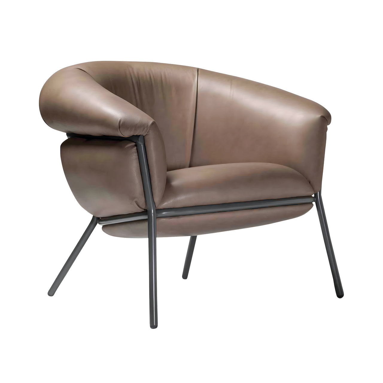 Grasso Armchair: Dark Grey + Panama Leather