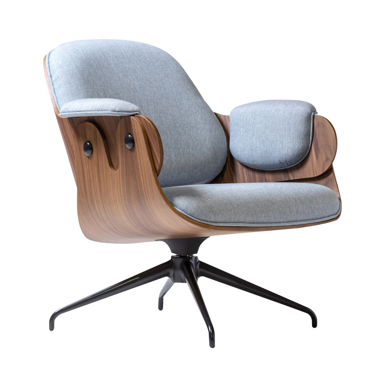 Low Lounger Chair with Swivel Base: Walnut + Anthracite Grey