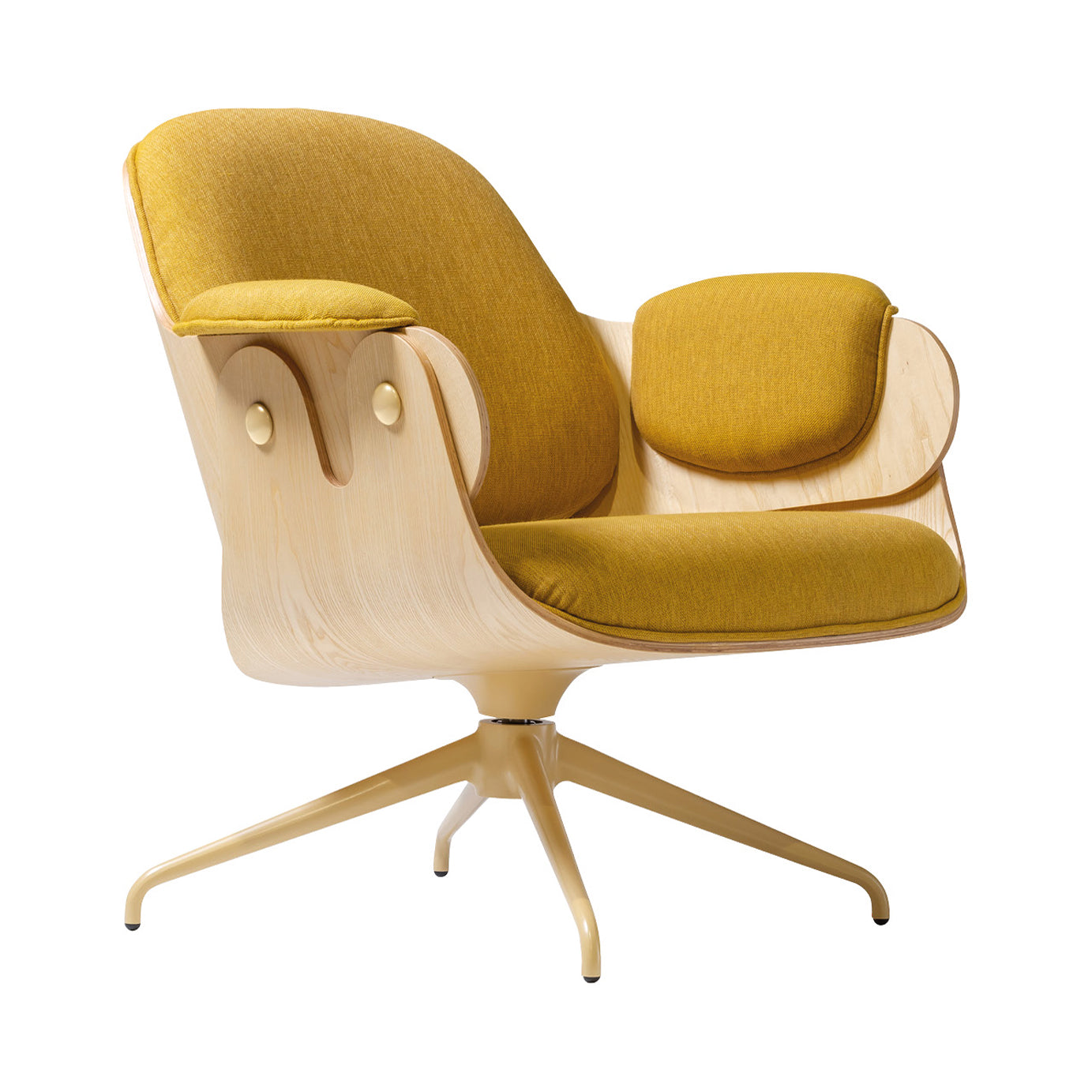 Low Lounger Chair with Swivel Base: Natural Ash + Beige