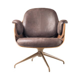 Low Lounger Chair with Swivel Base: Walnut + Pale Brown