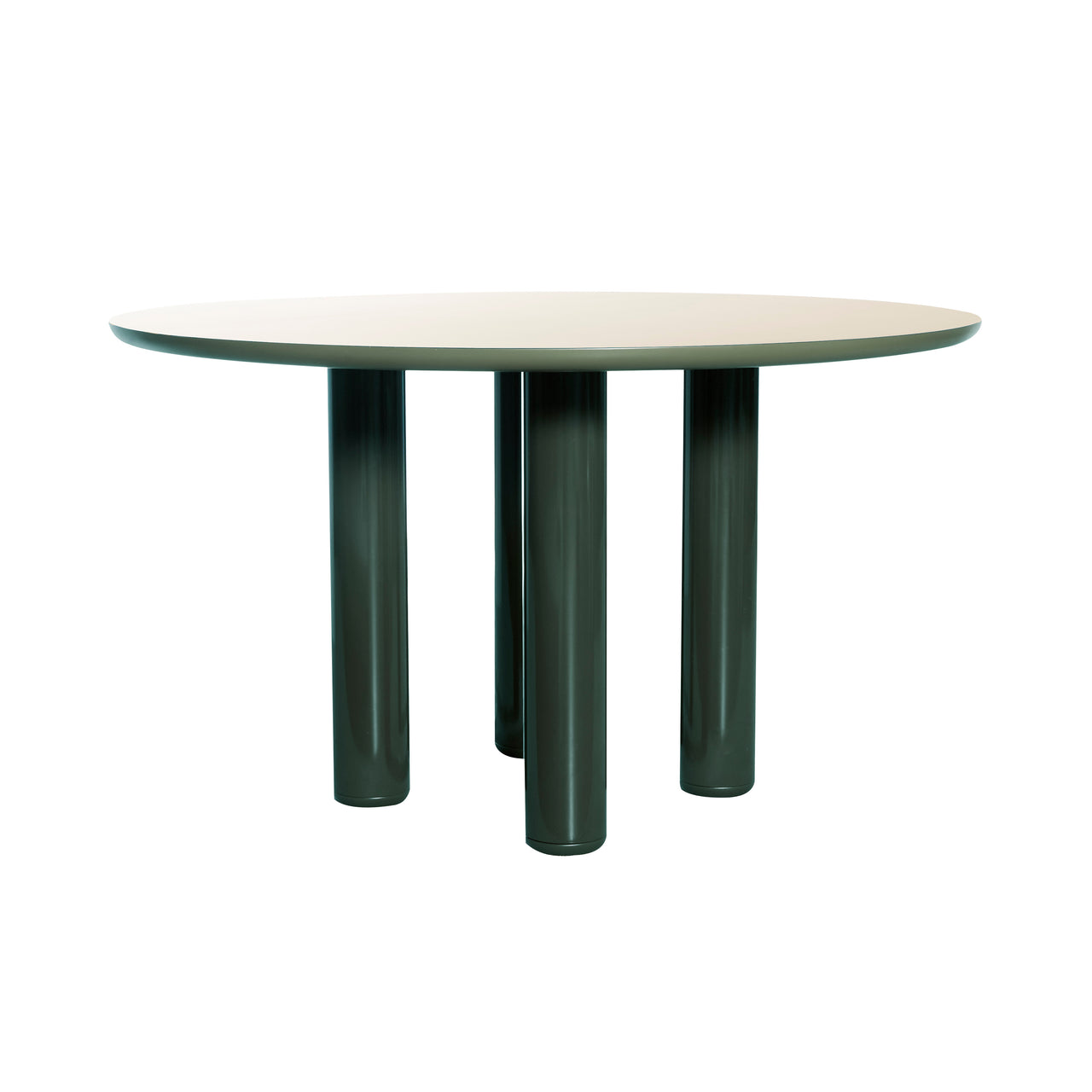 Eclipso Dining Table: Round + Beige + Green Comodoro