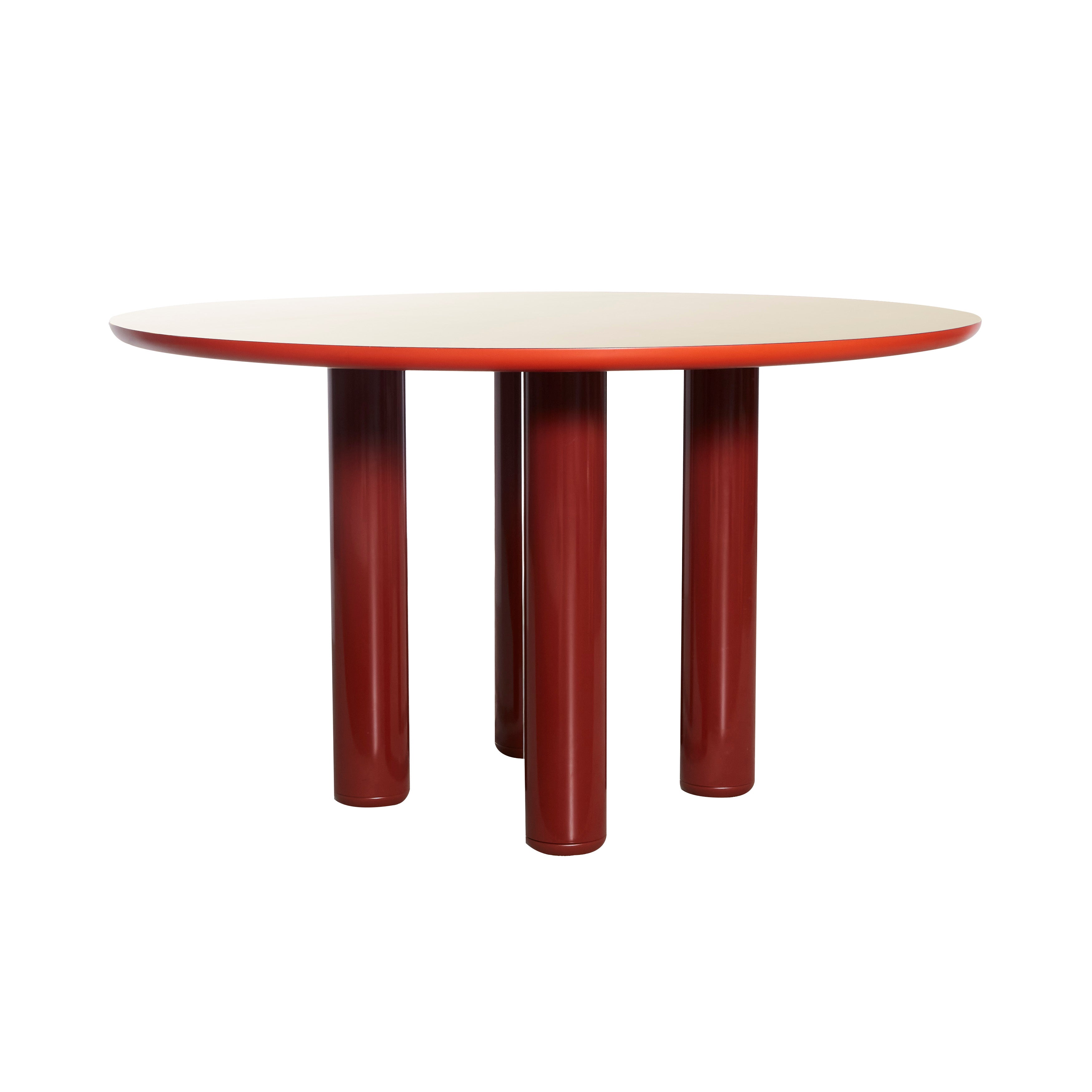 Eclipso Dining Table: Round + Beige + Maroon Rosso
