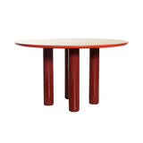Eclipso Dining Table: Round + Beige + Maroon Rosso