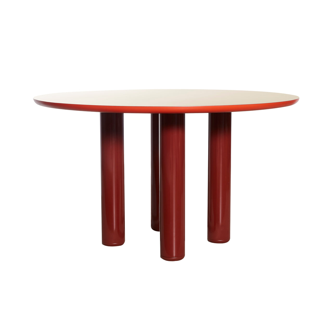 Eclipso Dining Table: Round + Beige + Red