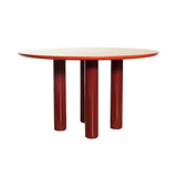 Eclipso Dining Table: Round + Beige + Red