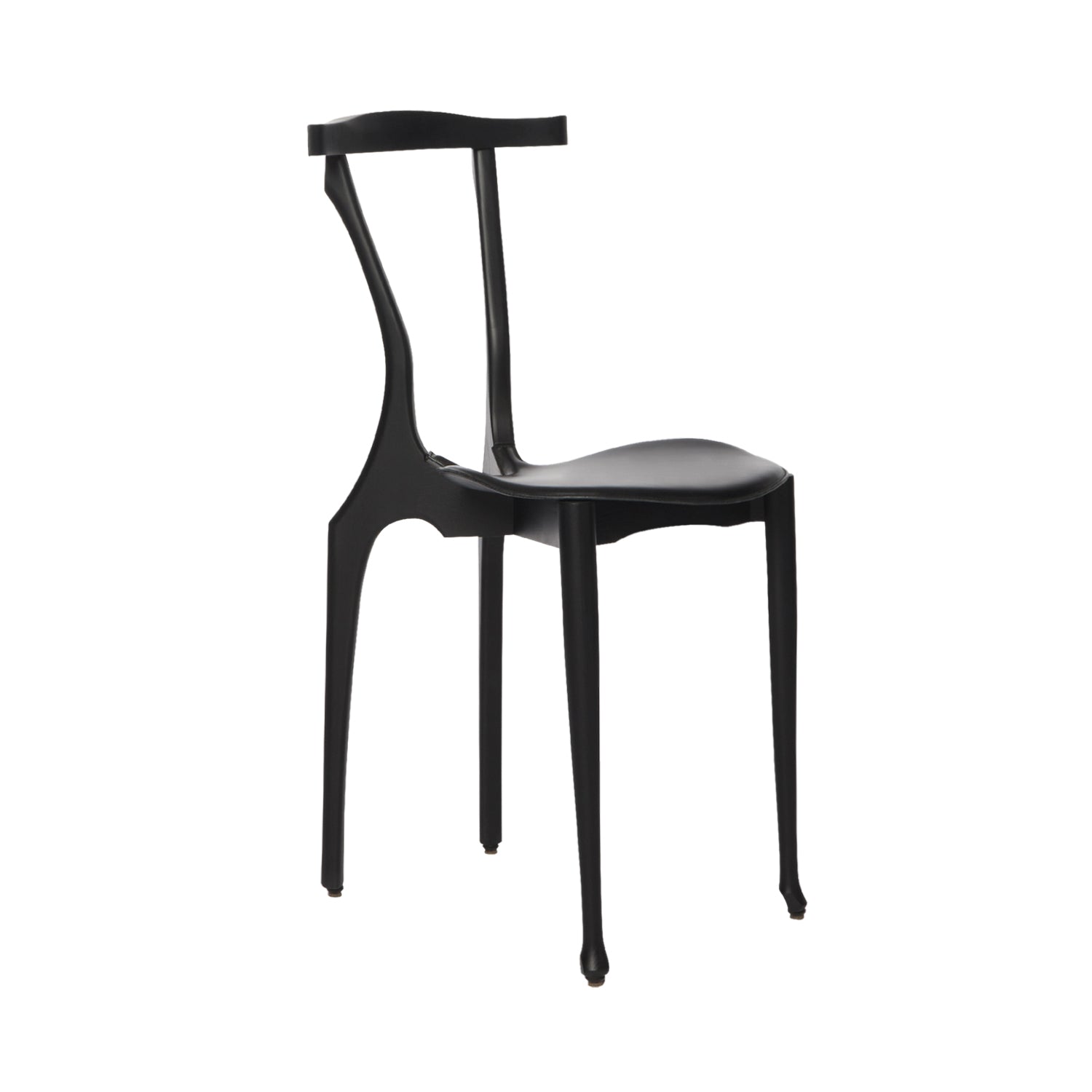 Gaulinetta Chair: Upholstered + Hide Leather Black