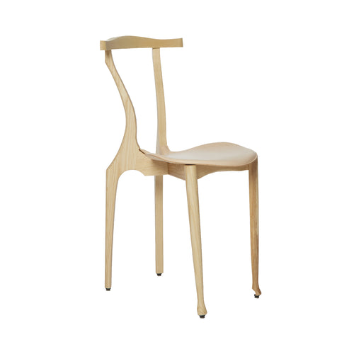 Gaulinetta Chair: Upholstered + Hide Leather Natural