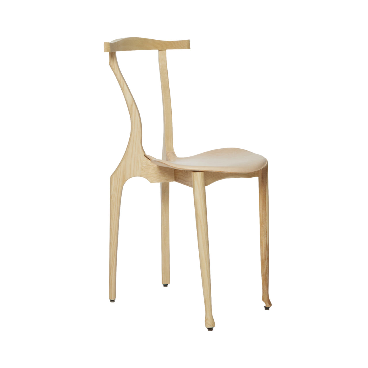 Gaulinetta Chair: Upholstered + Hide Leather Natural