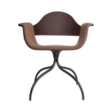 Showtime Low Armchair with Swivel Base: Seat Upholstered + Stained Dark Brown + Dark Brown