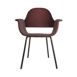 Showtime Armchair with Metal Base: Seat Upholstered + Bluish Grey + Stained Berry Red