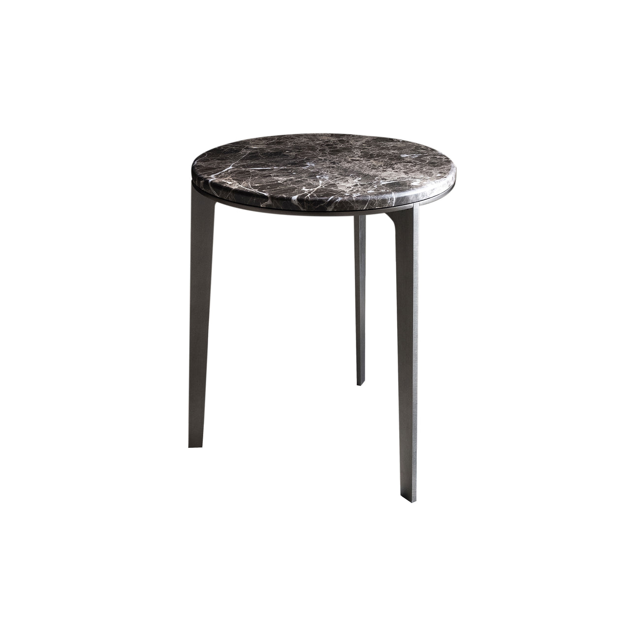 Bensen Round Side Table: Emperador Marble + Bronzato