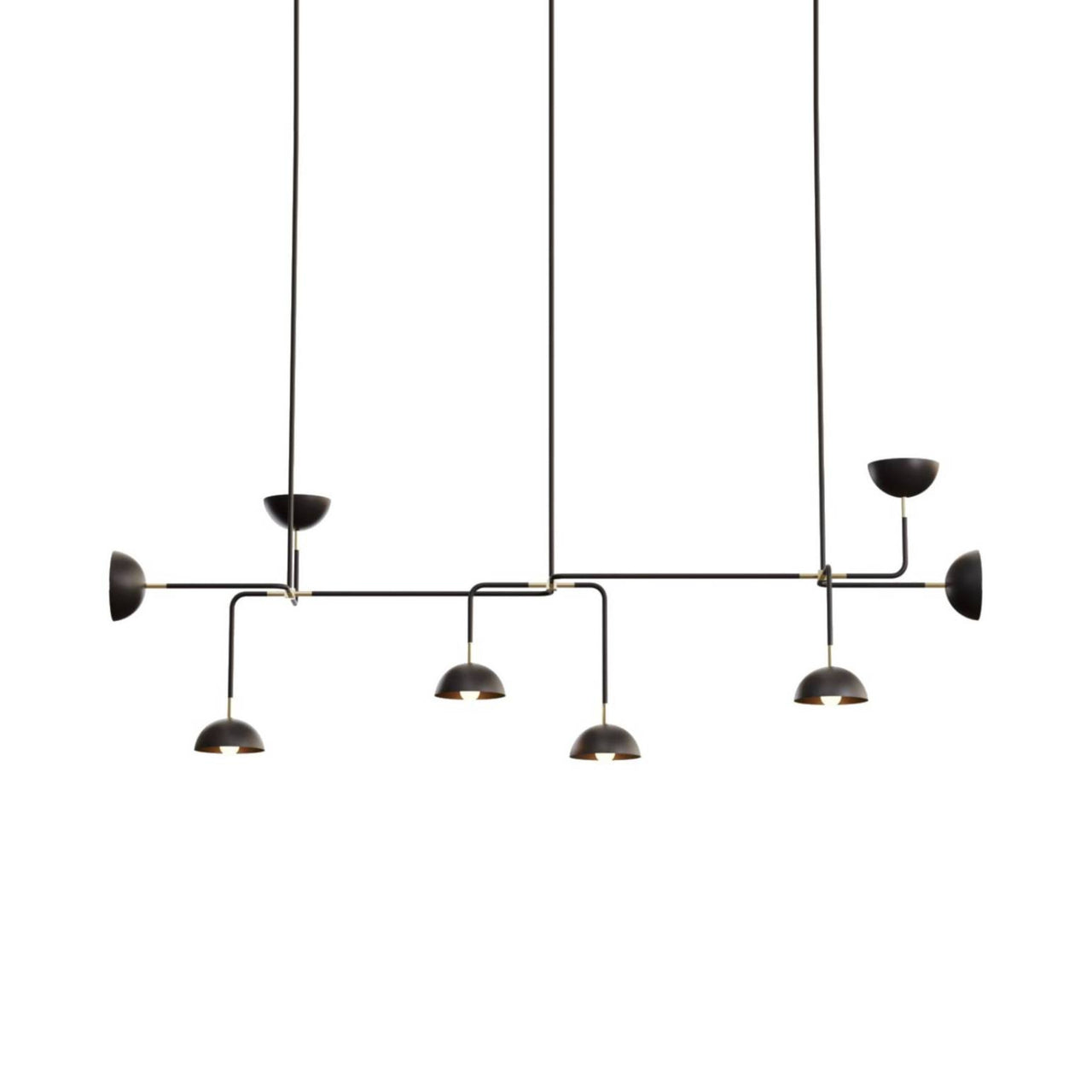 Beaubien Suspension 09 Lamp with Domes: Brass