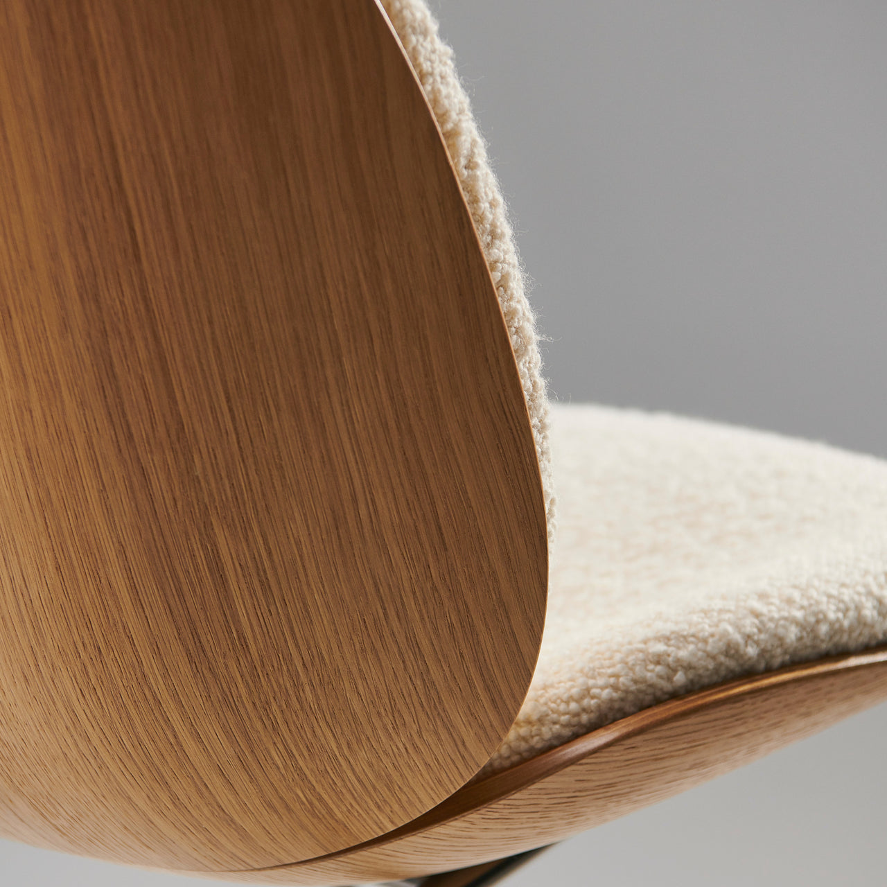 Beetle Dining Chair Conic Base: Veneer Shell + Front Upholstered