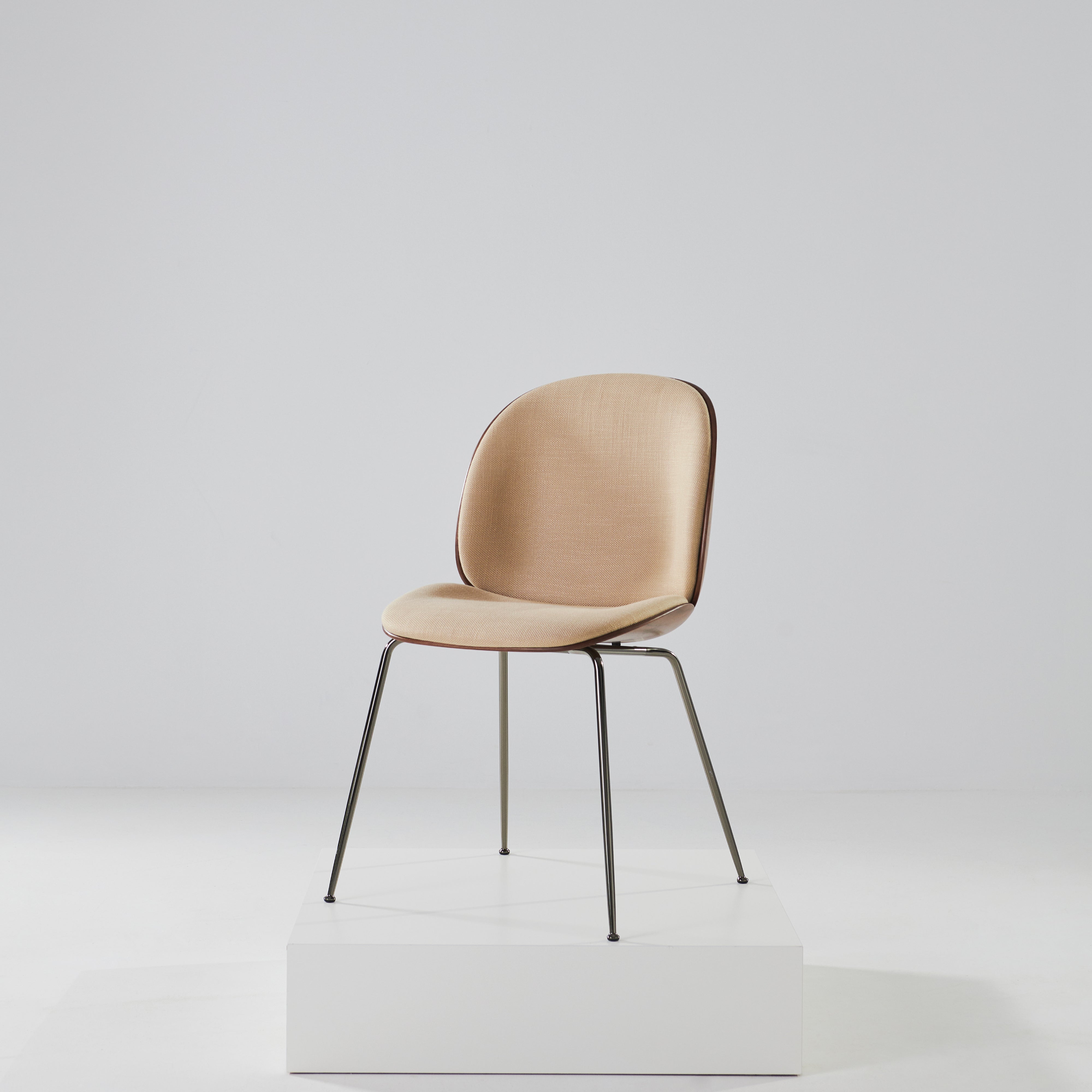 Beetle Dining Chair Conic Base: Veneer Shell + Front Upholstered