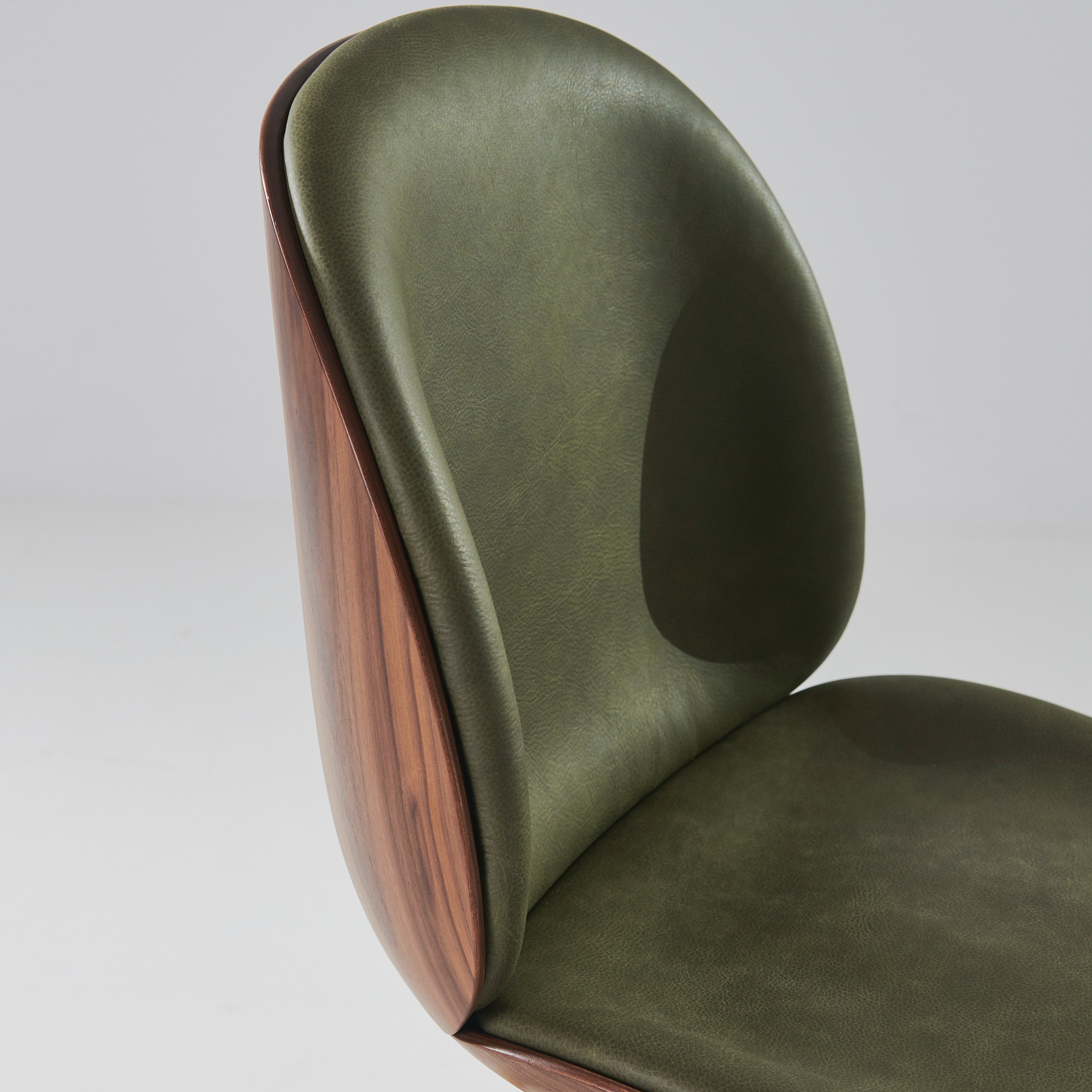 Beetle Dining Chair Conic Base: Veneer Shell + Front Upholstered