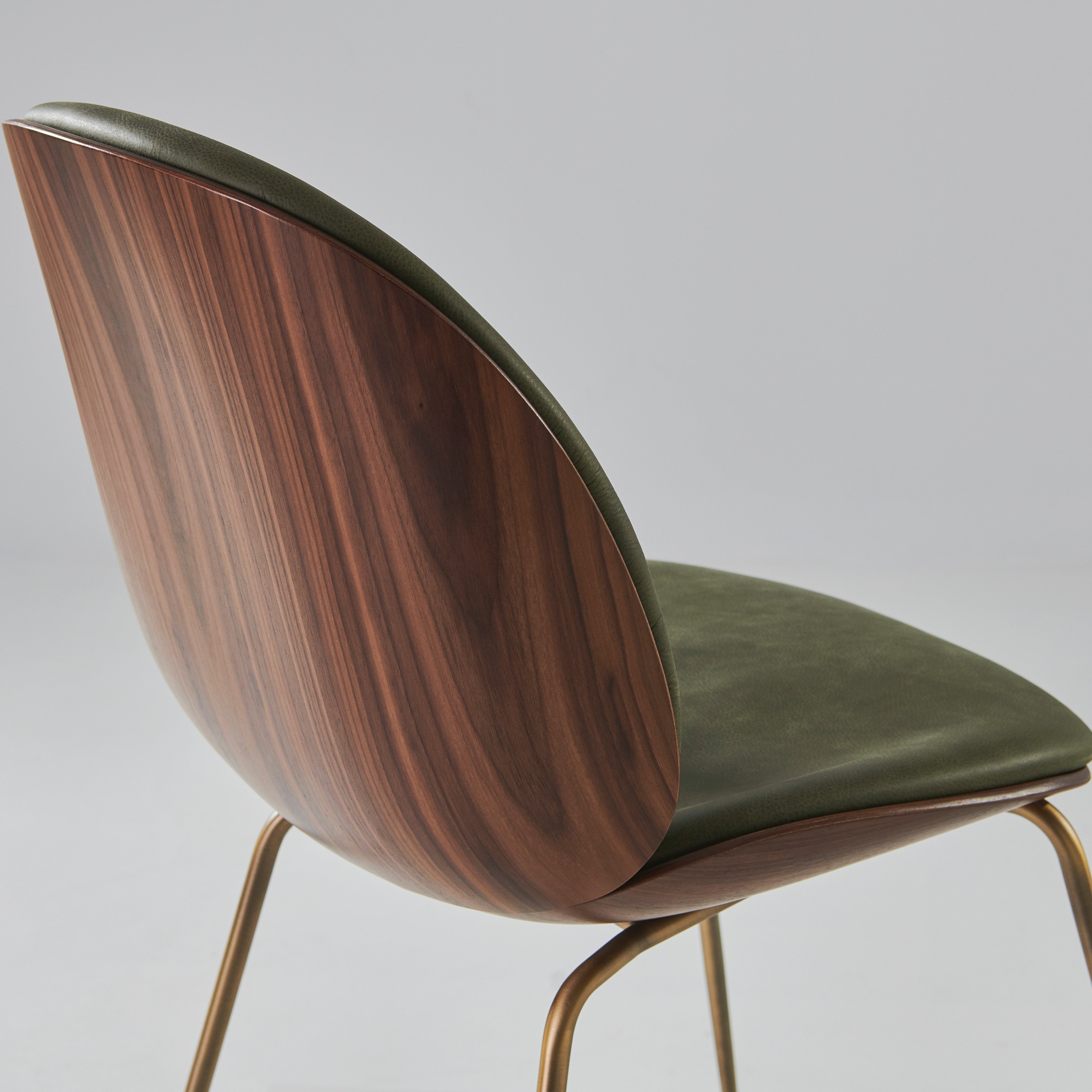 Beetle Dining Chair Conic Base: Veneer Shell + Front Upholstered