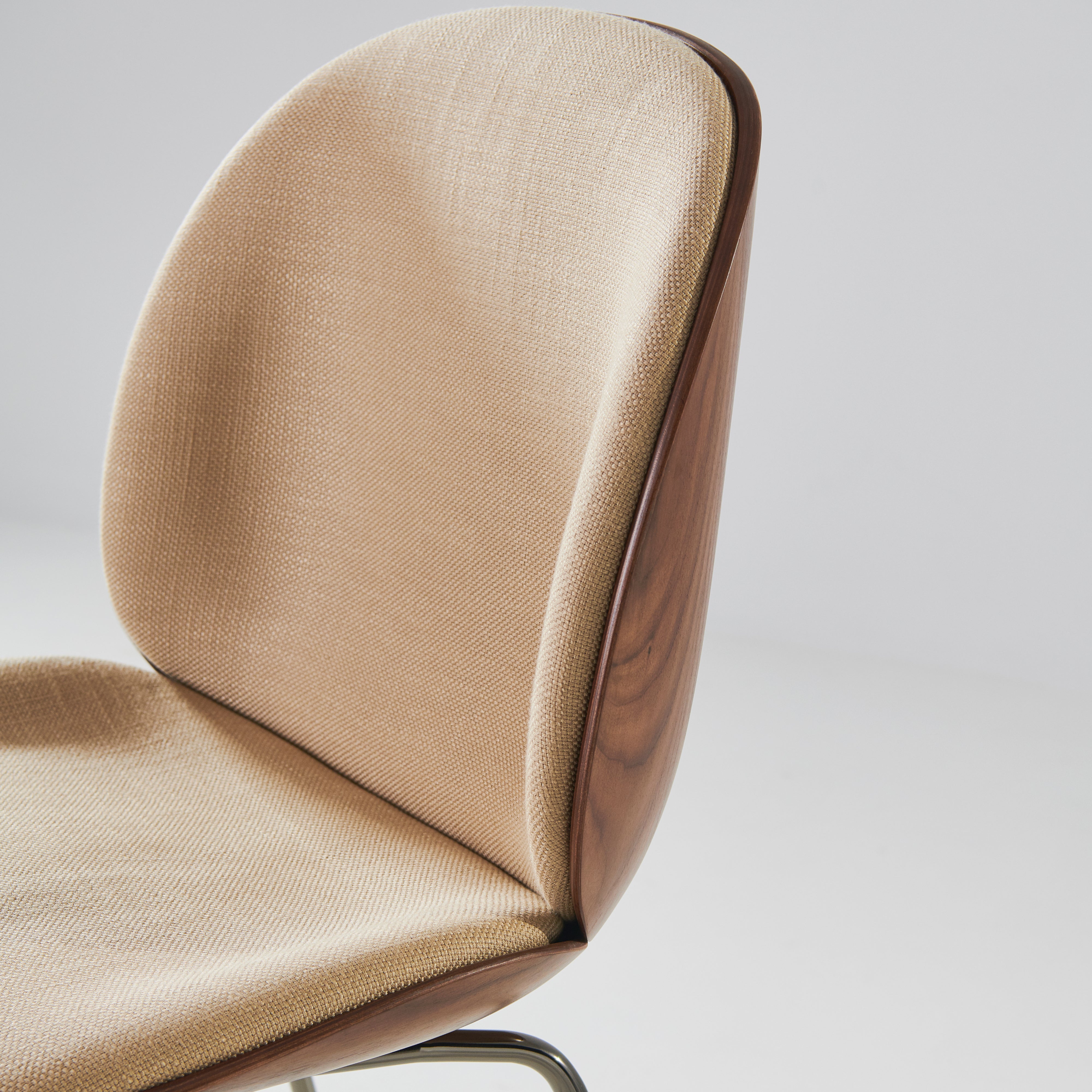 Beetle Dining Chair Conic Base: Veneer Shell + Front Upholstered