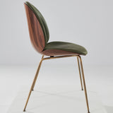 Beetle Dining Chair Conic Base: Veneer Shell + Front Upholstered