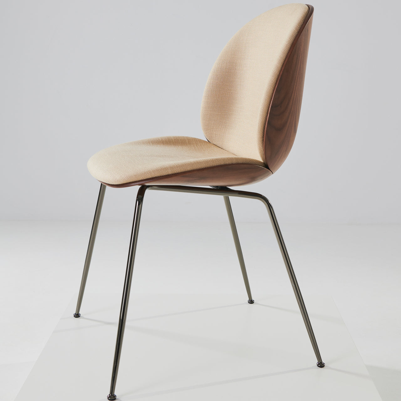 Beetle Dining Chair Conic Base: Veneer Shell + Front Upholstered