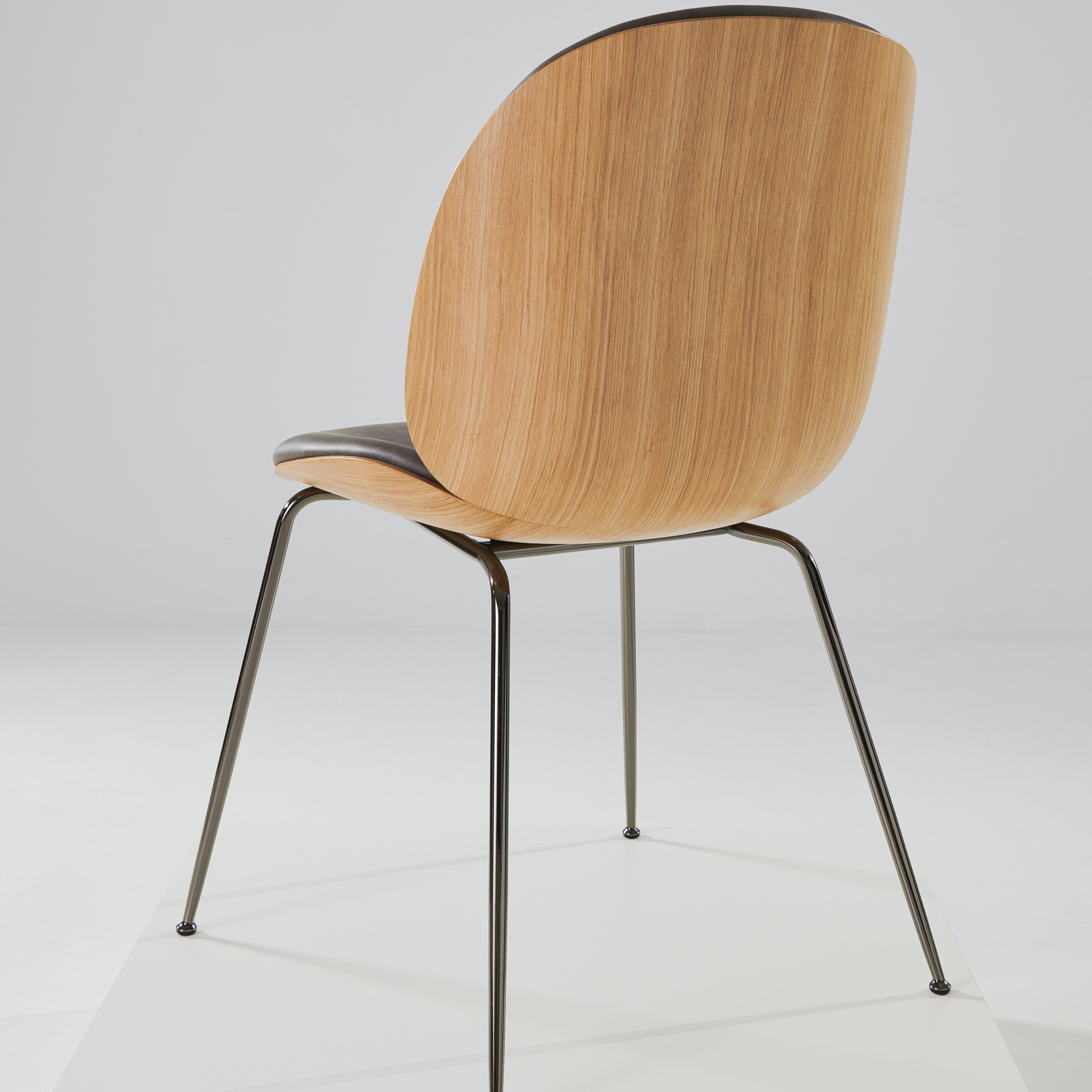 Beetle Dining Chair Conic Base: Veneer Shell + Front Upholstered