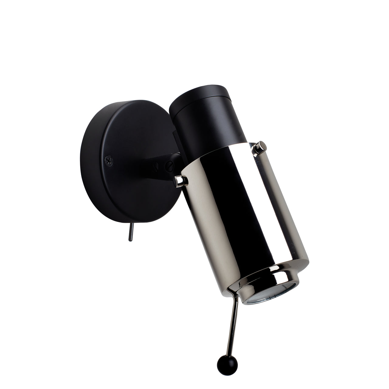 Biny Spot Wall Lamp with Stick: Black + Nickel