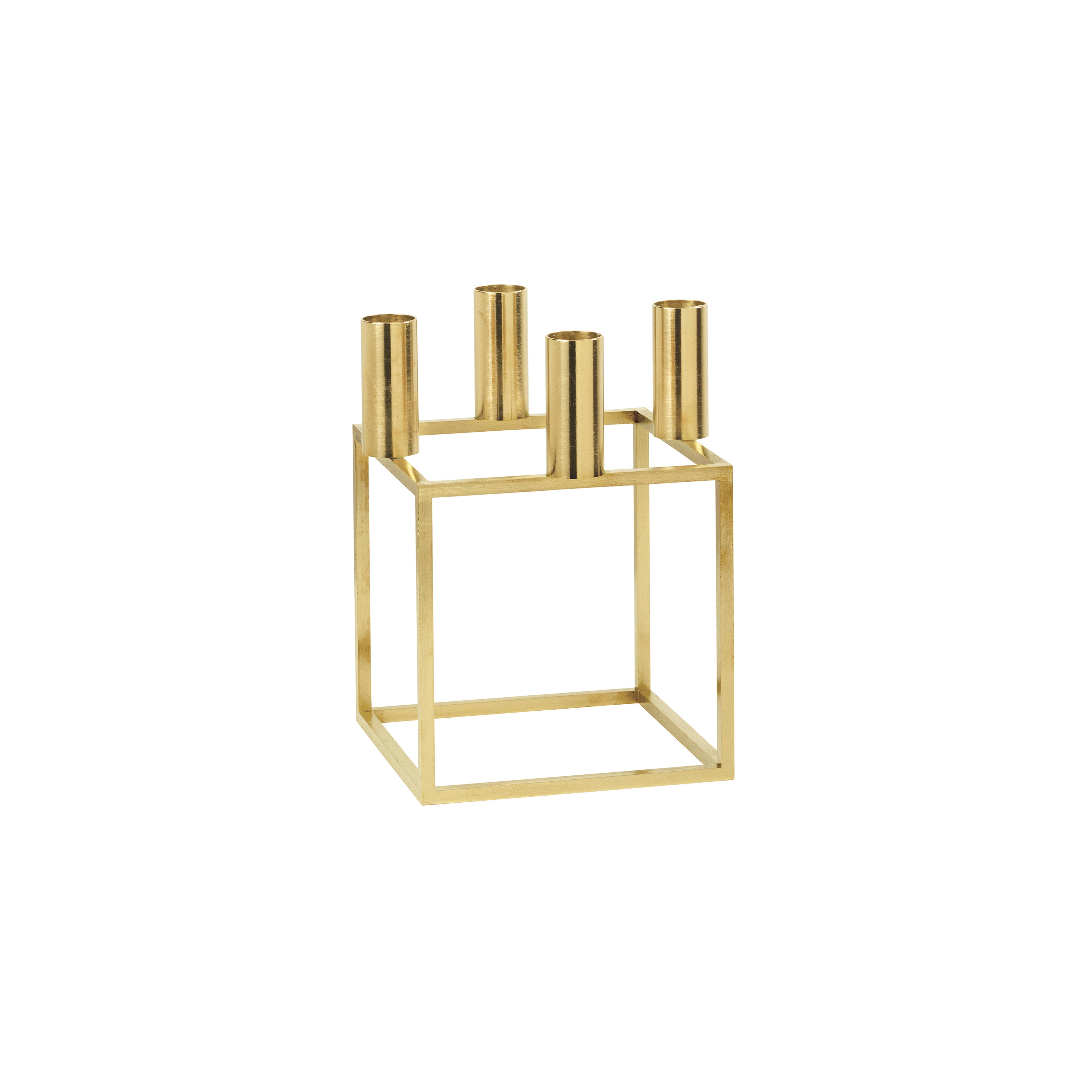 Kubus Candleholders: Gold-Plated + 4 + Without Base