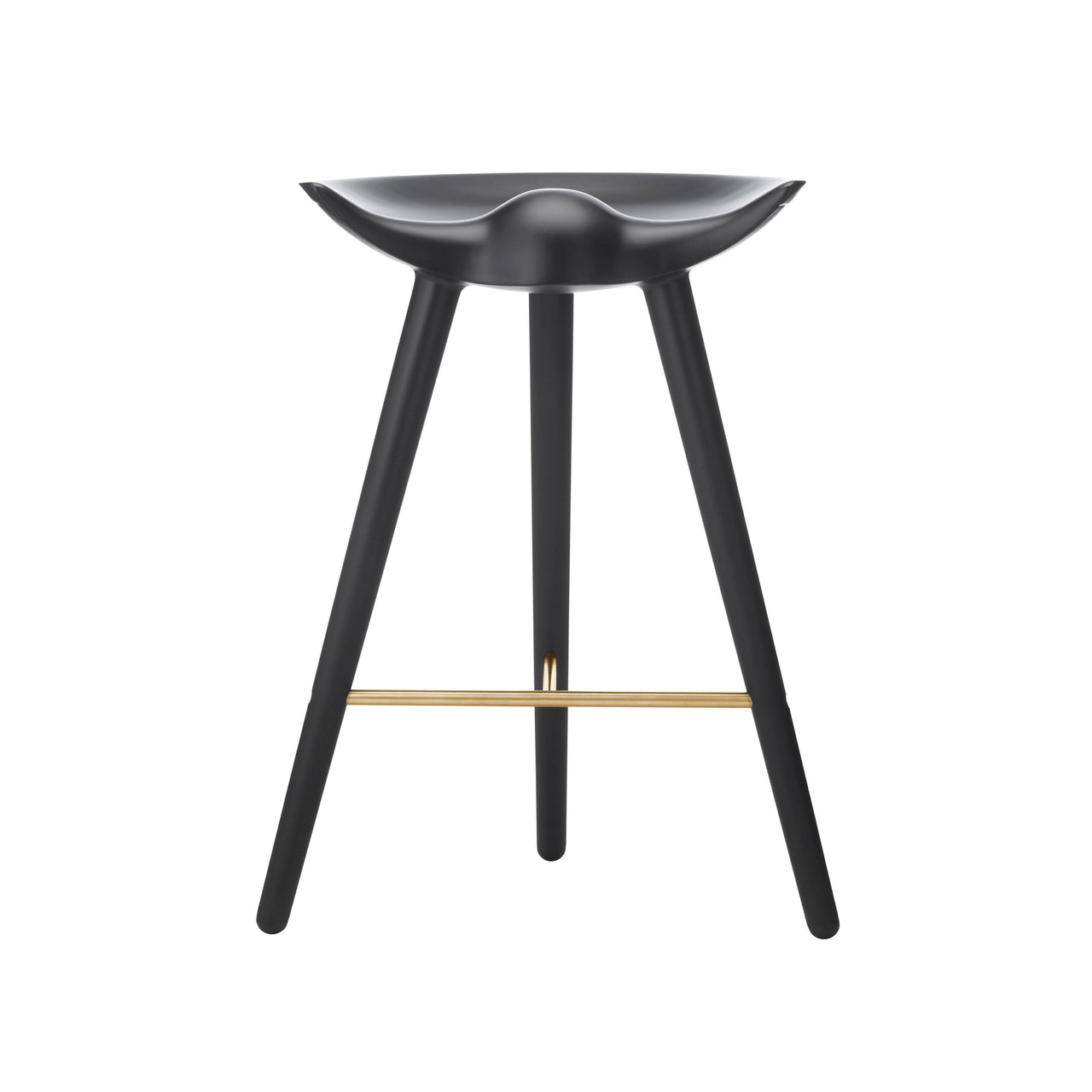 ML42 Bar + Counter Stool: Counter + Black Stained Beech + Brass