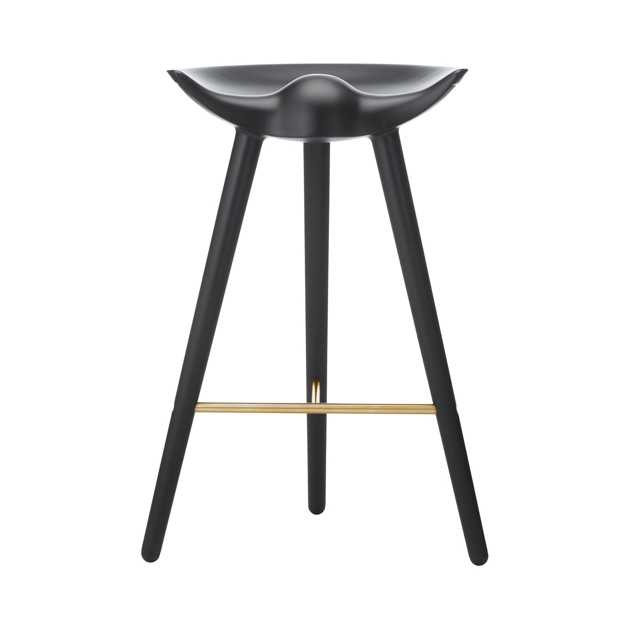 ML42 Bar + Counter Stool: Bar + Black Stained Beech + Brass