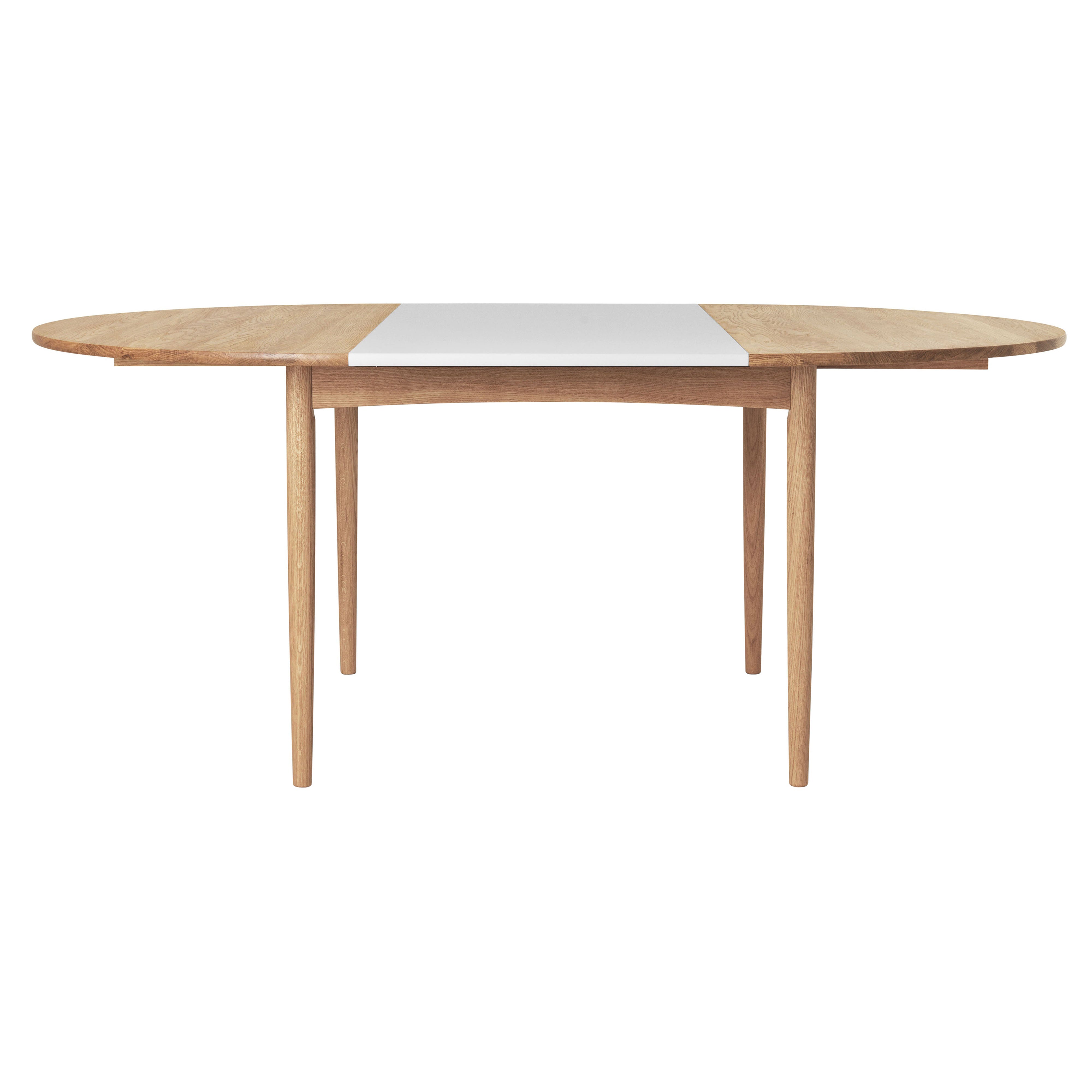 BM0121 Extendable Table: Oiled Oak + With Leaf - Grey