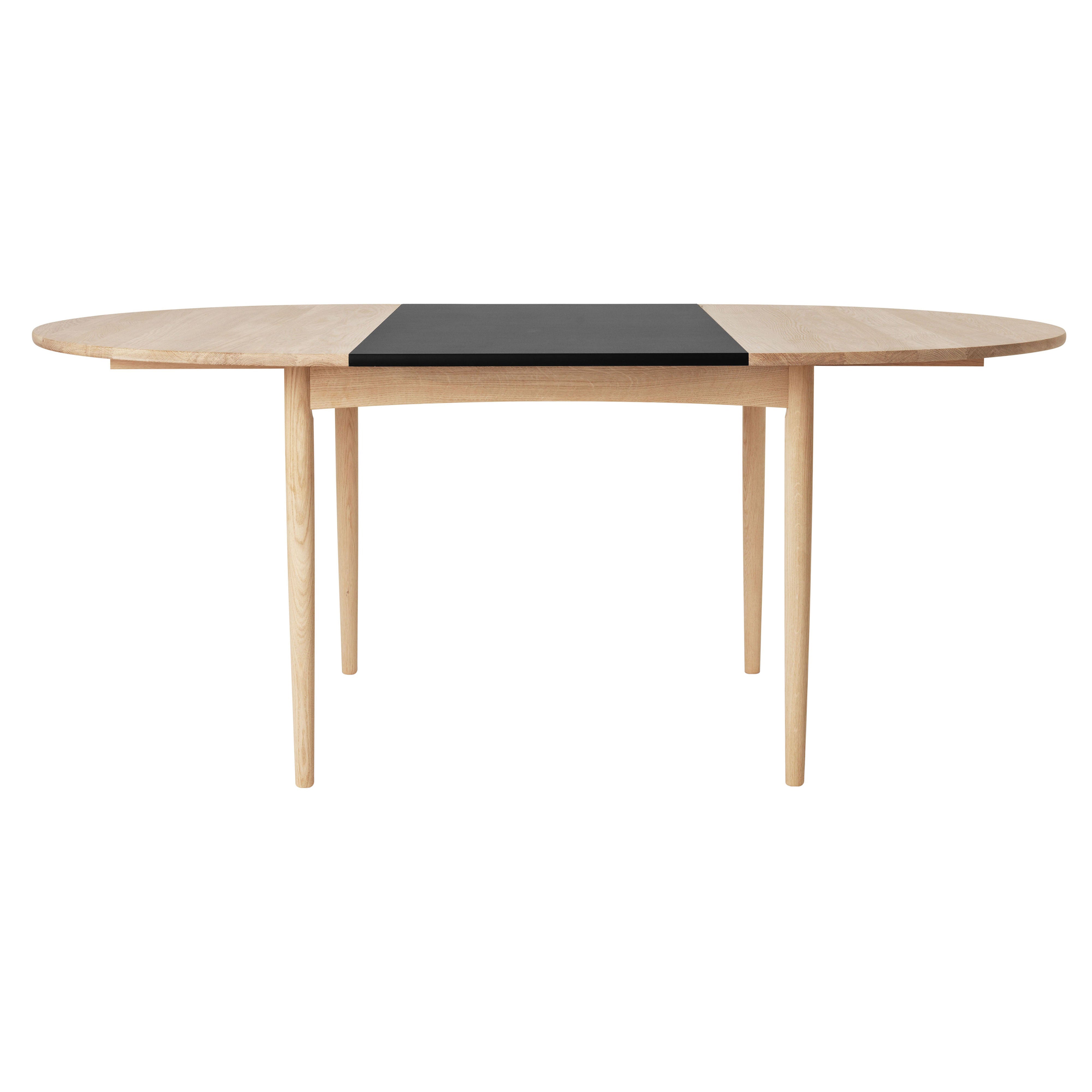 BM0121 Extendable Table: Soaped Oak + With Leaf - Black
