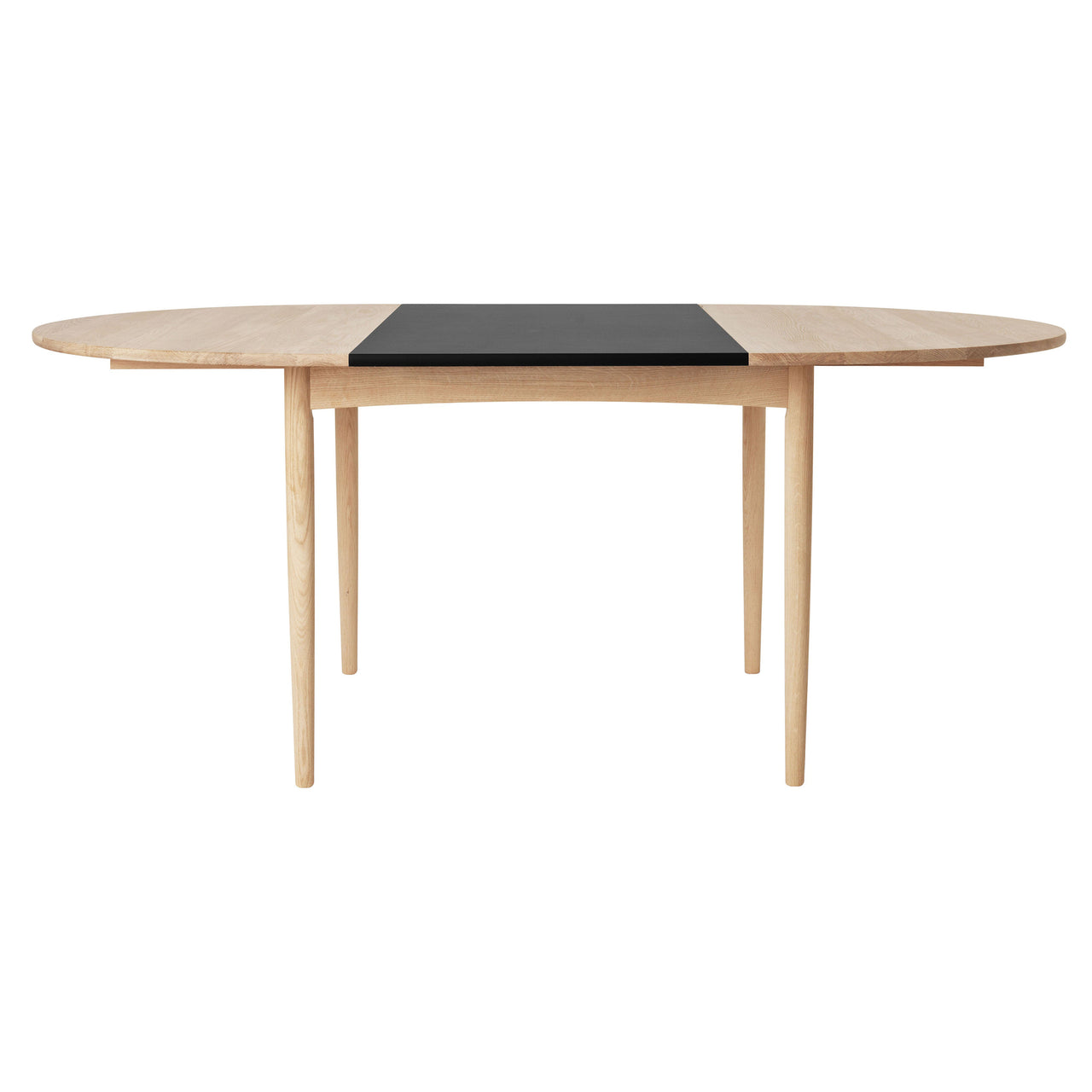 BM0121 Extendable Table: Soaped Oak + With Leaf - Black