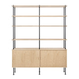 BM0253-1 Shelving System: Black + White Oiled Oak + Oiled Oak