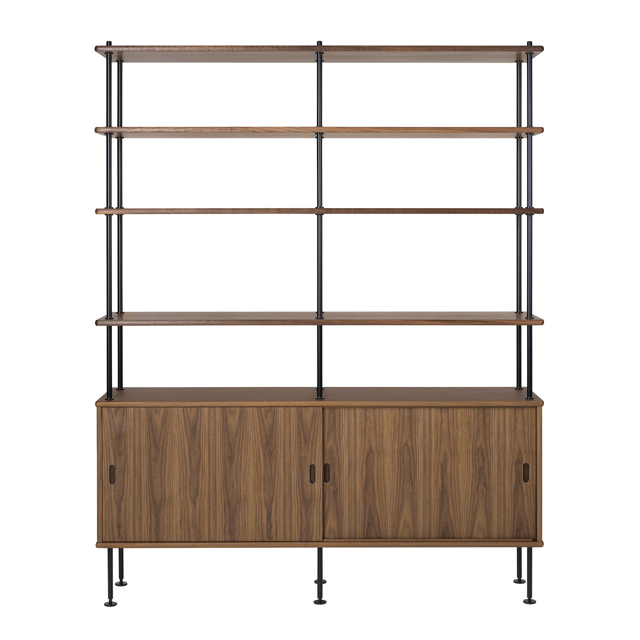 BM0253-1 Shelving System: Black + Oiled Walnut + Oiled Walnut