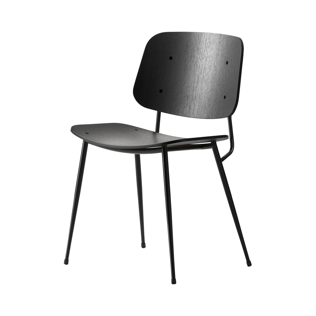 Soborg Chair: Metal Base + Black Lacquered Oak + Black