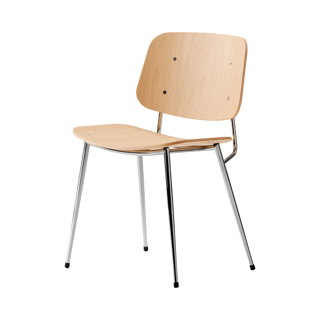 Soborg Chair: Metal Base + Lacquered Oak + Chrome