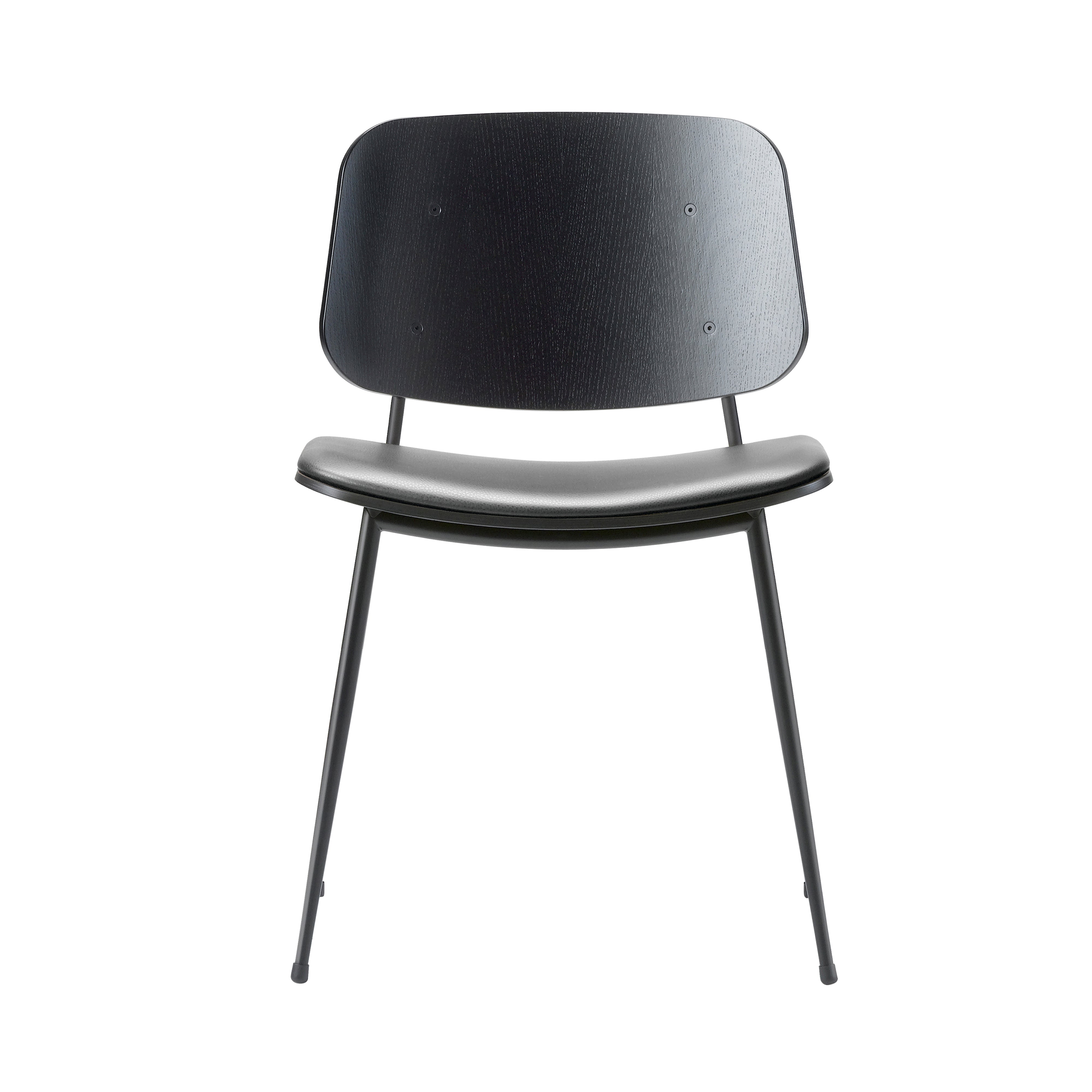 Soborg Chair: Metal Base + Seat Upholstered + Black Lacquered Oak + Black