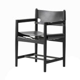 The Spanish Dining Chair: With Arm + Black Lacquered Oak + Black