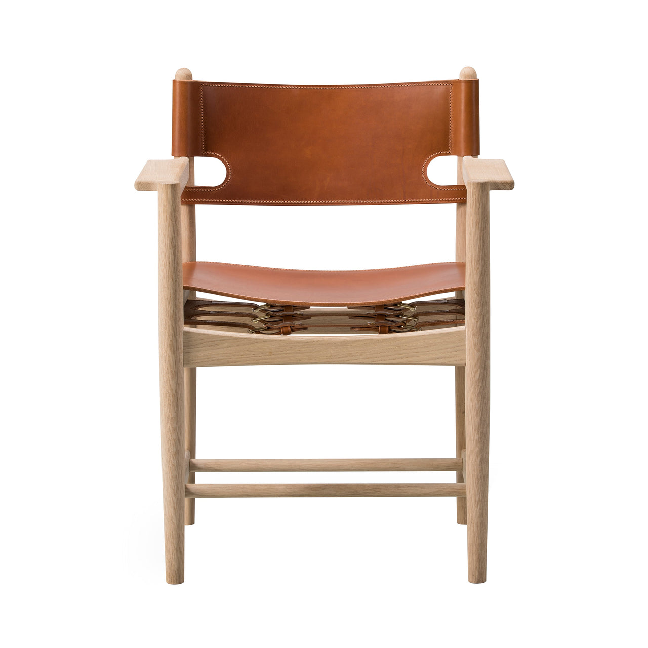 The Spanish Dining Chair: With Arm + Soaped Oak + Cognac